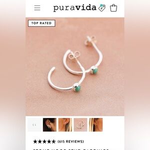 Puravida’s stone hoop earrings, sterling silver and turquoise